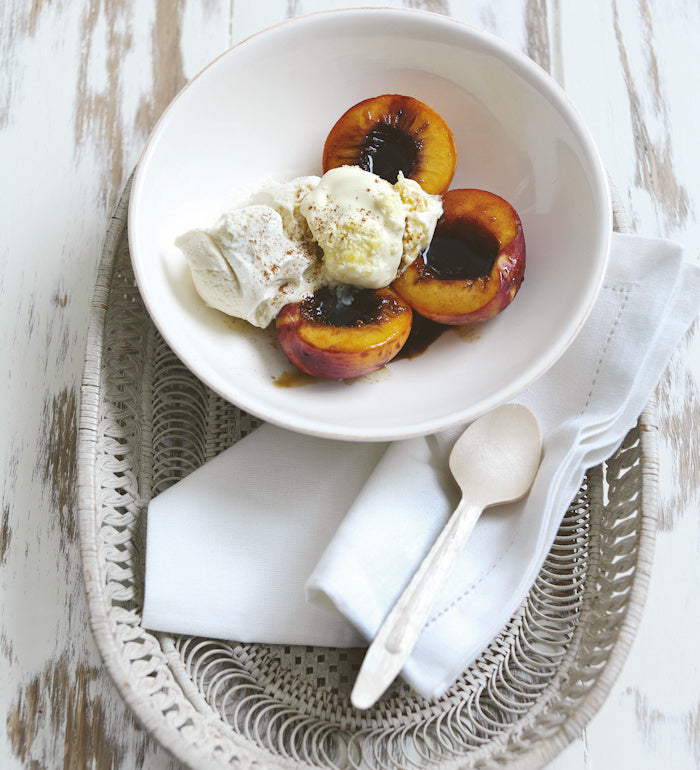 Grilled Nectarines with Honey & Cream