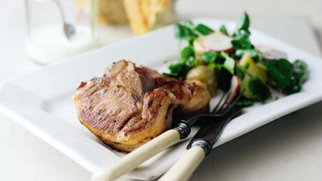 Minty Lamb Leg Steaks with Potato and Watercress Salad